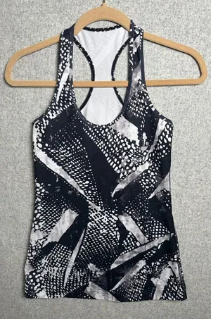 Lululemon Womens Racerback Tank Top Black White‎ Sleeveless Stretch Yoga thumbnail 1