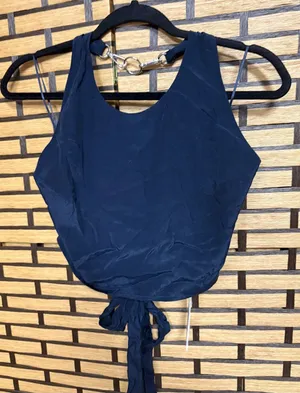 J.O.A. Navy halter crop tank top size medium thumbnail 1