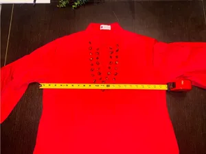 Caryn Lawn Red Embellished V-Neck Pocketed Mini Dress Size 2 (6-12) thumbnail 5