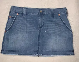 Old Navy Y2K mini skirt distressed splattered frayed hem ultra low waist 8 thumbnail 1