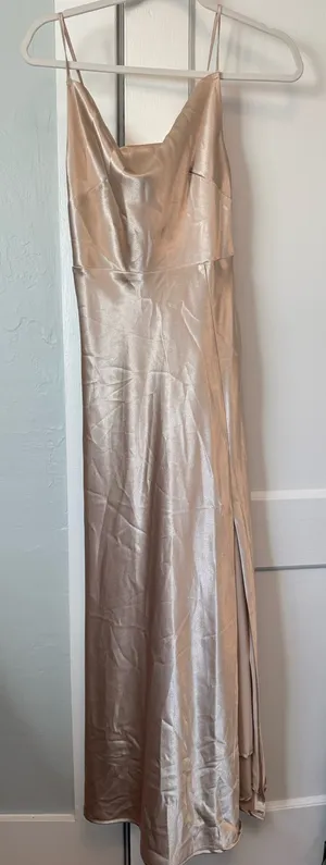 Birdy Grey Lisa Long Satin Shiny Gold Dress thumbnail 1