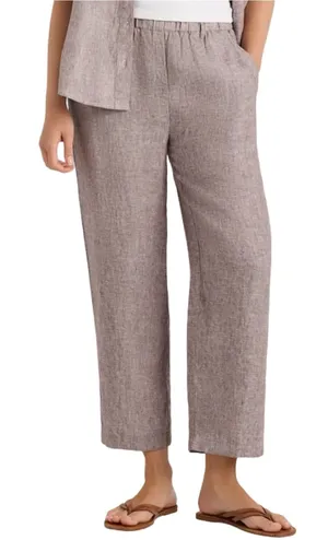 Quince NWT Women’s Size M Taupe Brown Chambray European Linen Straight Leg Pants thumbnail 1