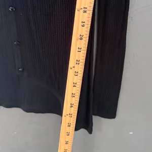 RED Y2k Black Sheer Ribbed Knit V-Neck Button Front Cardigan Whimsigoth S thumbnail 9