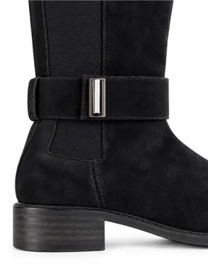 Aquatalia Giada Knee High Riding Boots 6 Black Suede Stretch Luxury thumbnail 6