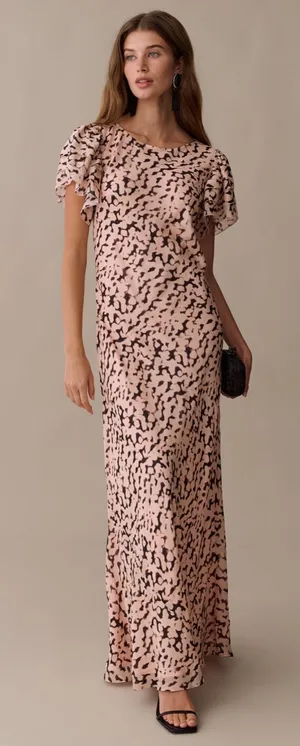 NWT o.p.t Leonor Silk Dress size Medium M Few Moda pink animal print maxi thumbnail 1