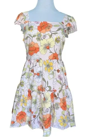 Band of Gypsies Collective Lottie & Holly Floral Mini Dress Blush Pink‎ Rust Fit N Flare Med thumbnail 1