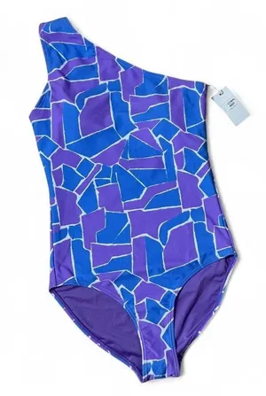 NEW Coral‎ Reef One Shoulder One Piece Swimsuit Abstract Geometric Print Sz XS thumbnail 1