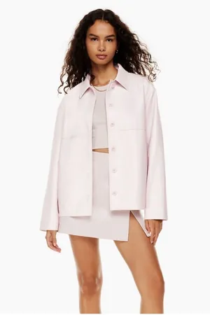 Aritzia Sunday Best Gabby Shirt Jacket Vegan Leather Shirt Jacket Pink thumbnail 1