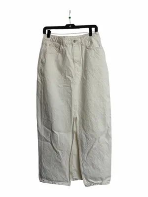 Mango front split denim maxi skirt in beige thumbnail 4