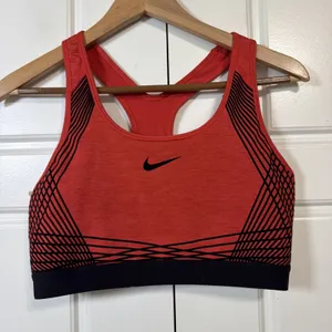 Nike Sports Bra Women Medium Red Black Graphic Racerback Activewear thumbnail 4