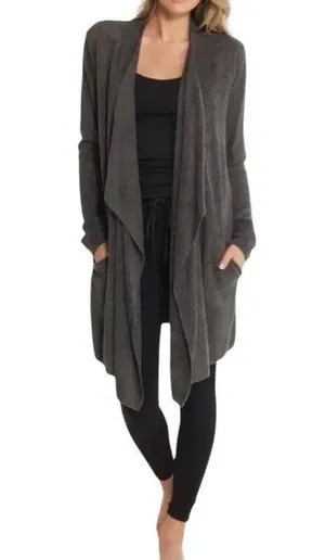Bamboo CozyChic Lite Island Wrap Cardigan dark grey soft sz l/xl thumbnail 1