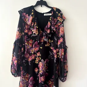 Amanda Uprichard Talulah Midi Dress Evening Blossom Floral Black thumbnail 6