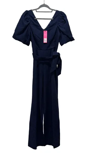 NEW Lilly Pulitzer Kirabelle Navy Pineapple Pucker Short Sleeve Jumpsuit Sz XS 0 thumbnail 1