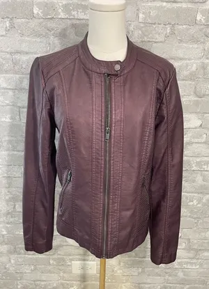 Maurices Plum Faux Leather Moto Jacket thumbnail 1