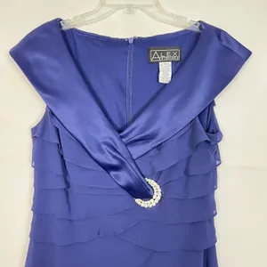 Alex Evenings Ruffed Midi Dress Womens 10 Party Cocktail Wedding Formal Glam thumbnail 4
