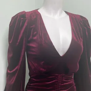 Windsor Mariah Velvet Long Sleeve Ruched Bodycon Mini Dress small NEW thumbnail 6