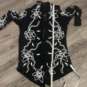 Lauren Michelle Black Embroidered Floral Cardigan – Boho Chic Elegance. thumbnail 10