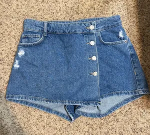 Zara Denim Wrap-Front Skort Size Medium - Blue thumbnail 1