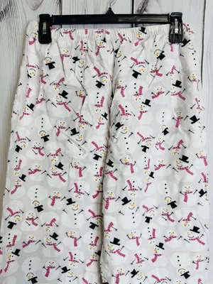Charter Club Intimates Fleece Pajama Set Sz L White Pink Snowman Pockets thumbnail 9