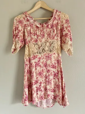 Free People Lucie Mini Dress Lace Floral size XS thumbnail 2