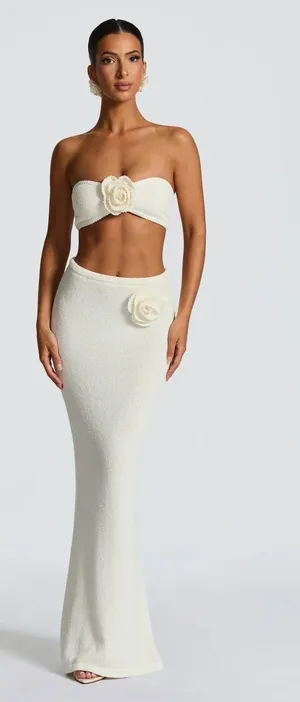SHEIN Knit Rosette Set White thumbnail 1