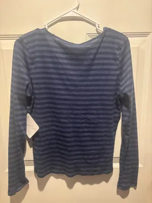 Rebellious Navy Striped Long Sleeve Blue Size M thumbnail 2