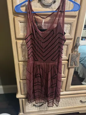 Free people sheer dress and black tight slip underneath thumbnail 4