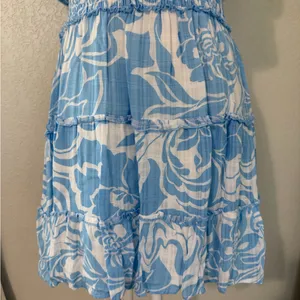 Lily Rose Hi-Neck Smocked Waist Skater‎ Dress, Size Large thumbnail 4