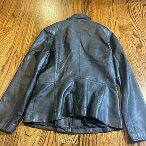 Blassport Women's Vintage Black Genuine Leather Zip-Up Jacket thumbnail 5