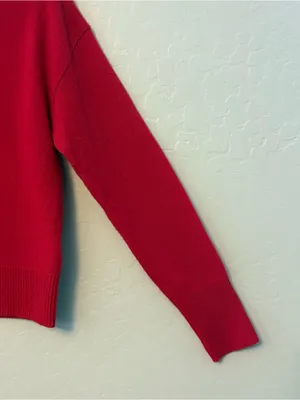 Rachel Zoe red v-neck long sleeve 100% 2-ply cashmere sweater size small thumbnail 8