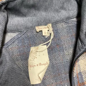 Hem and Thread Blue And Tan Plaid corduroy and twill shacket. Size Large thumbnail 11