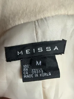 Meissa 100% Wool Off White Black Button Front‎ Collared Coat Sz M Size M thumbnail 6
