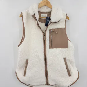 Abercrombie & Fitch White Sherpa Vest with Tan Accents thumbnail 2
