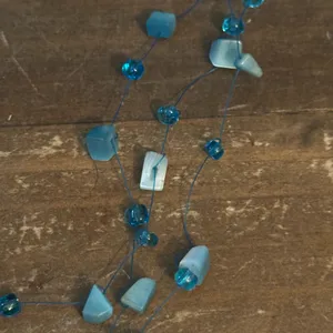 Vintage multi strand aqua blue shell chip necklace thumbnail 4