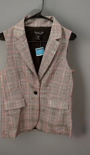 NWT Rachel Zoe Vest Size Small White Black Red Houndstooth S‎ thumbnail 1