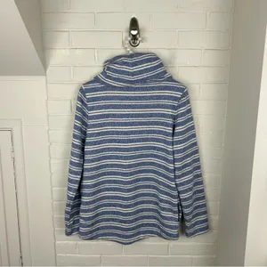 L.L.Bean Blue & White Striped Knit Cowl Neck Sweater Size S thumbnail 11
