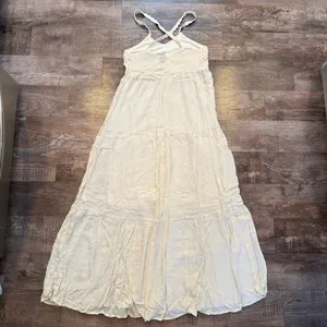 American Eagle Cream Long Lined Dress Crochet Top Flowy Large Fairy Whimsy thumbnail 4