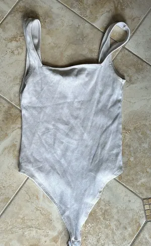 Top shop medium body suit ribbed square neck US 8 thumbnail 1