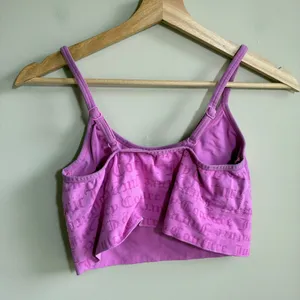 Juicy Couture Logo Jacquard Bralette 1X Pink Womens Seamless Stretch Crop Top thumbnail 2