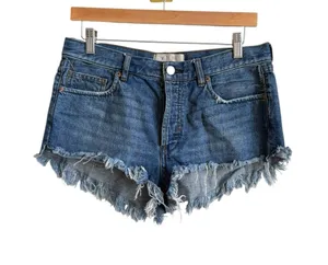 Free People We The Free Frayed Denim Cutoff Shorts Medium Wash Size 27 thumbnail 1