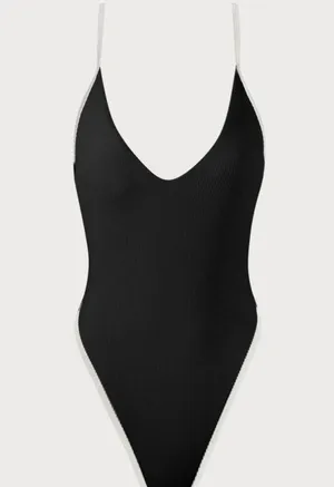 BERLOOK Black Contrast Trim One-Piece Swimsuit 05 thumbnail 4