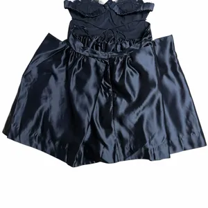 For Love & Lemons Black Virginia Mini Dress with Satin Gloves Womens M thumbnail 7