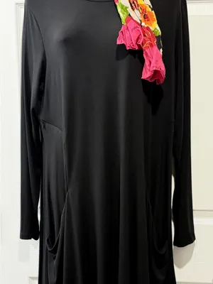Betabrand Women’s Black Long Sleeve A-Line Dress Size Large Pockets thumbnail 2