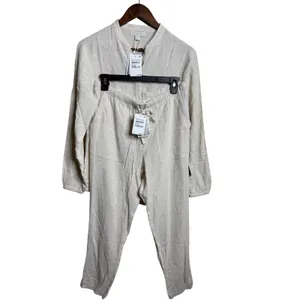 Barefoot Dreams Linen Blend Blouse & Pants Set size S NWT He Bisque thumbnail 2