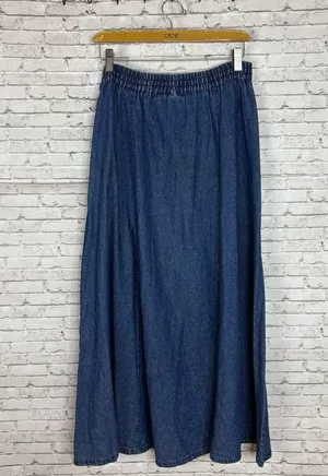 Vintage Southwest Canton Denim Basque Waist A line Maxi Skirt thumbnail 6