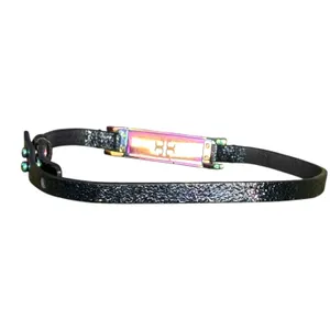 Tory Burch Fitbit Flex Double Wrap Bracelet Black Leather Iridescent Oil Slick thumbnail 3