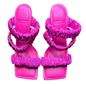 Gianni Bini Shoes‎ Womens Size 8.5 Pink Vanya Ruched Strappy Square Toe Sandals thumbnail 1
