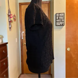 Biyaycda vintage dead stock black lace short sleeve top lined career size M thumbnail 3
