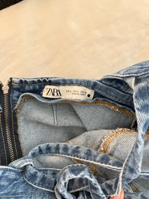 Zara Tie Back Denim Mini Dress thumbnail 4