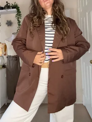 ASOS Heartbreak Brown Oversized Boyfriend Blazer thumbnail 8